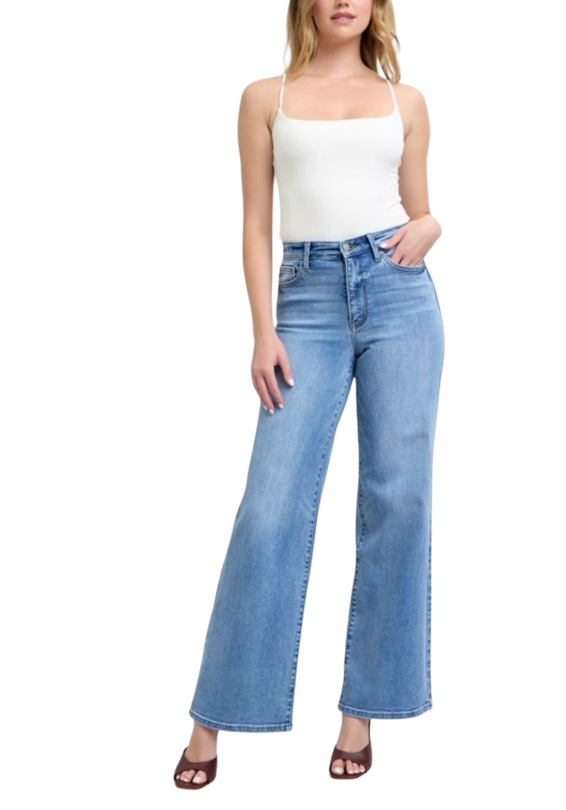 Clara Belle HW Vintage Wash Retro Wide Leg Denim