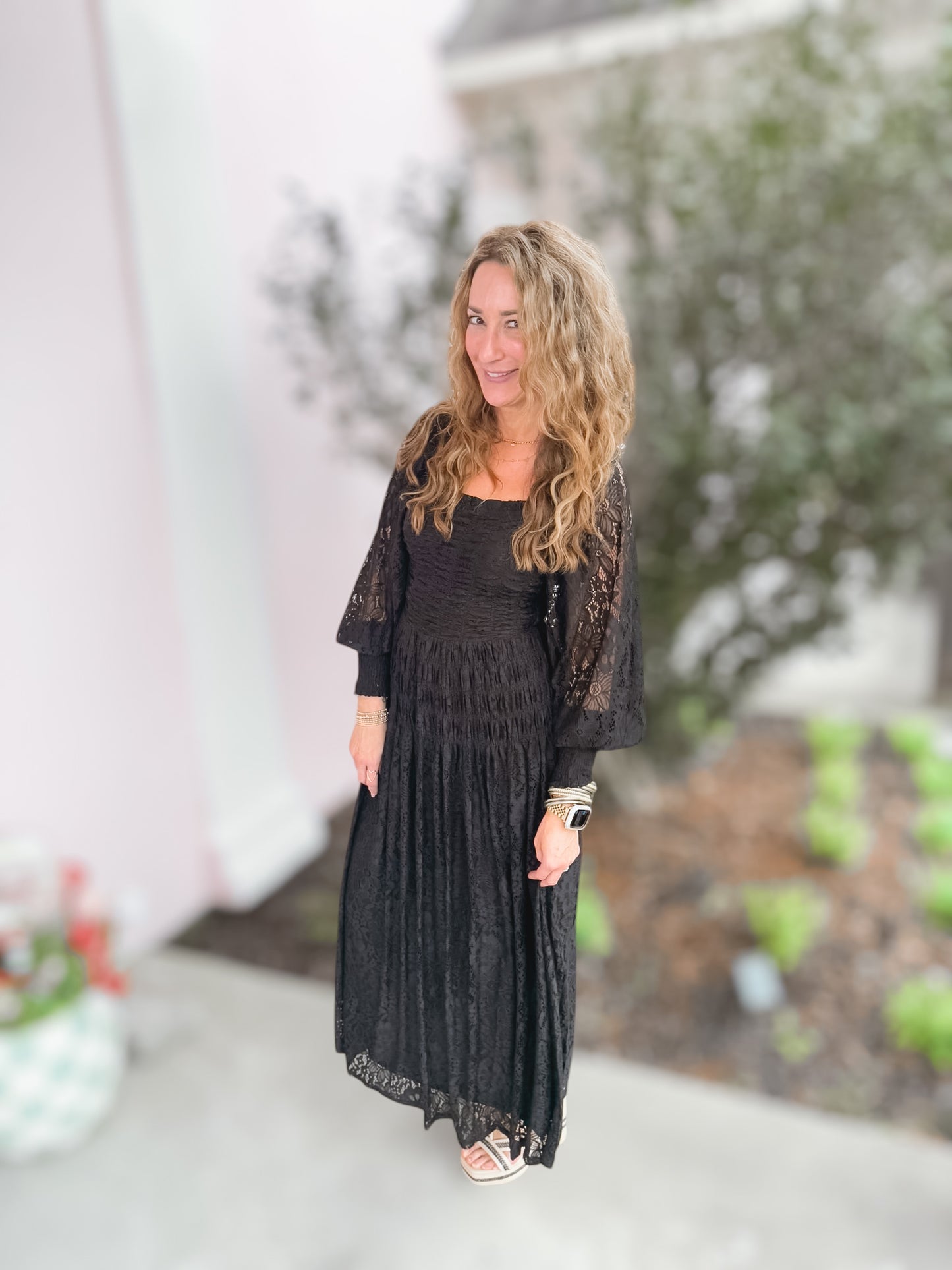 Take Me Back Black Lace Maxi Dress