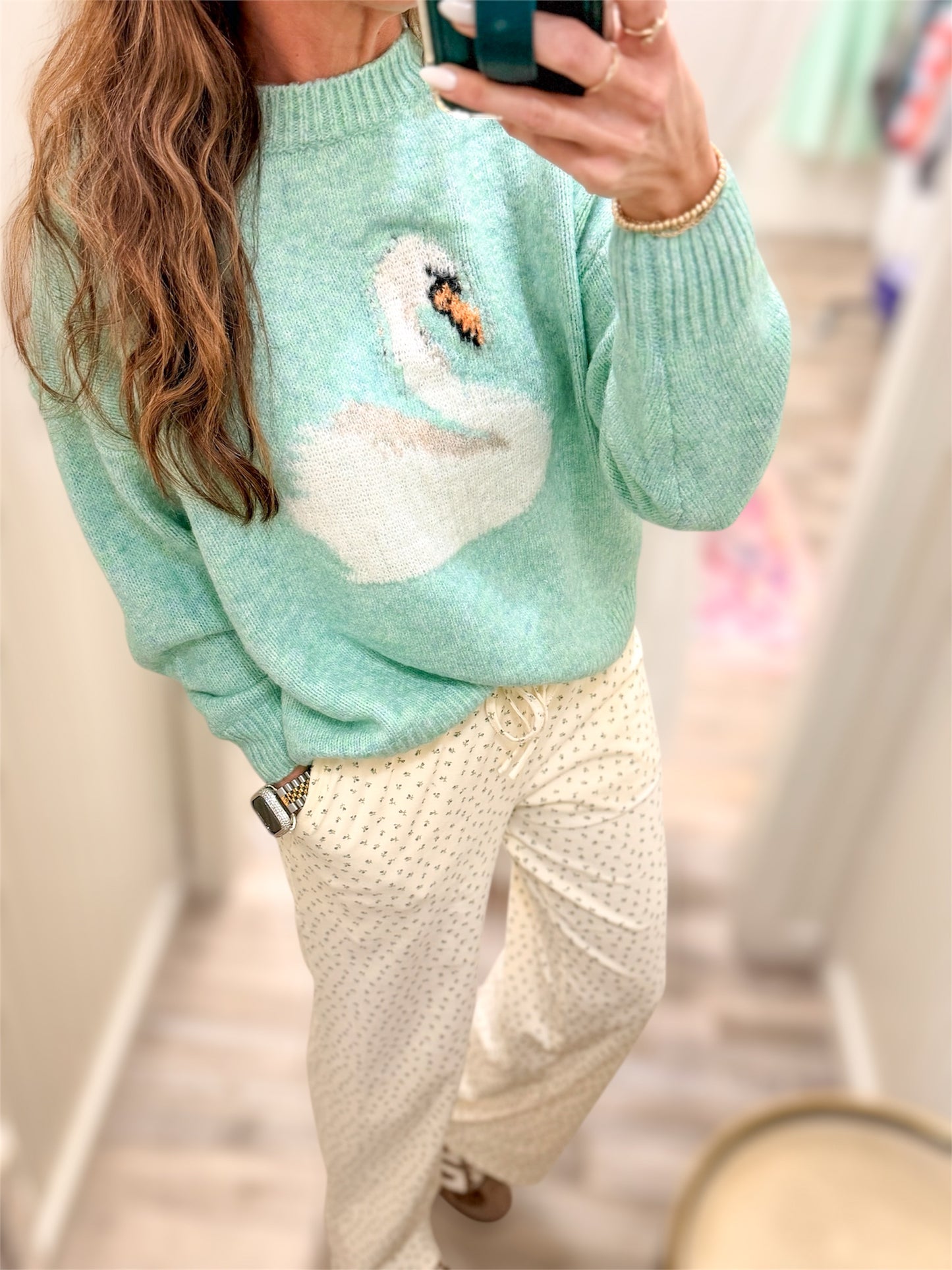 Cream Floral Drawstring Pants