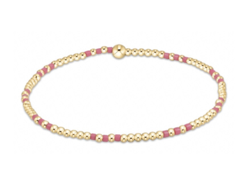 Hope Joy Pattern 2mm Bead Bracelet - Bright Pink