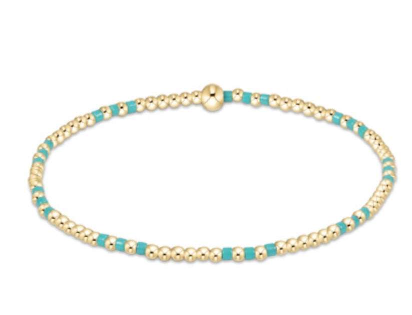 Hope Joy Pattern 2mm Bead Bracelet - Turquoise