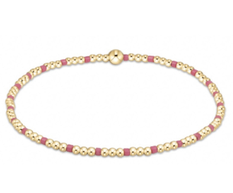 Hope Sincerity Pattern 2mm Bead Bracelet - Bright Pink
