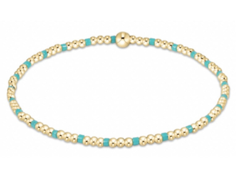 Hope Sincerity Pattern 2mm Bead Bracelet - Turquoise