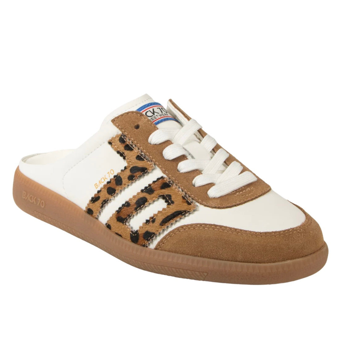 EASTER in White Leopard Backless Sneakers