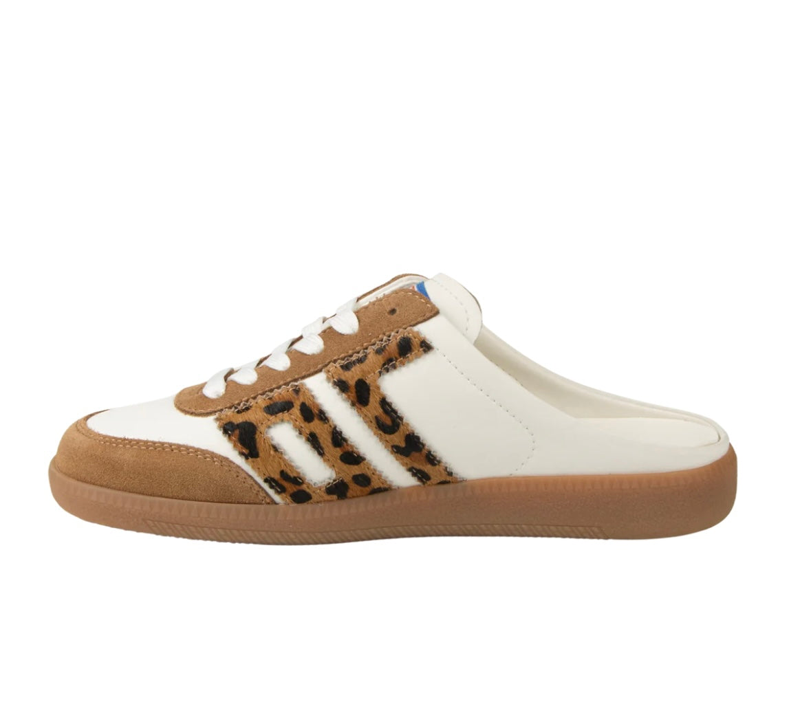 EASTER in White Leopard Backless Sneakers