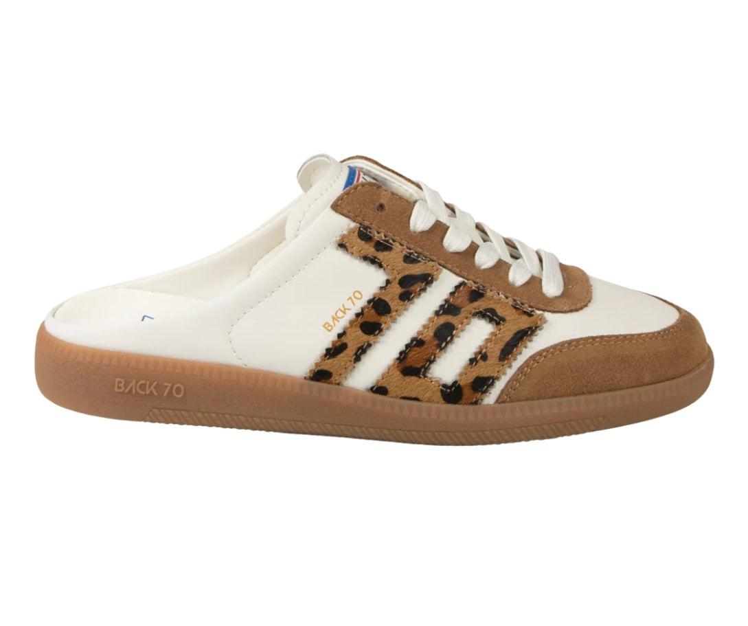 EASTER in White Leopard Backless Sneakers