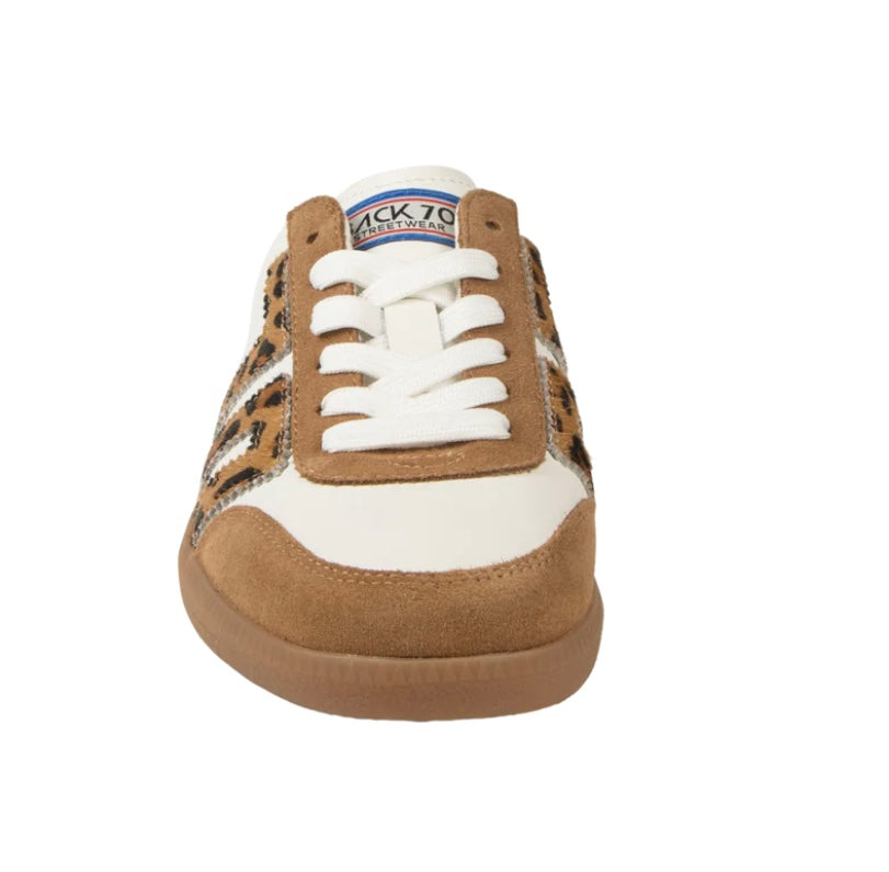 EASTER in White Leopard Backless Sneakers