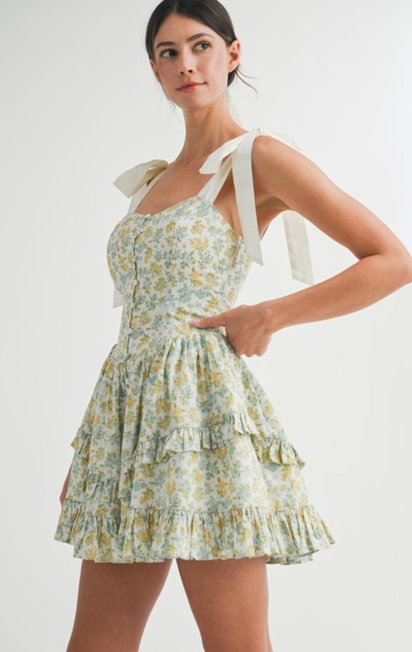Lime Into Summer Tiered Mini Dress