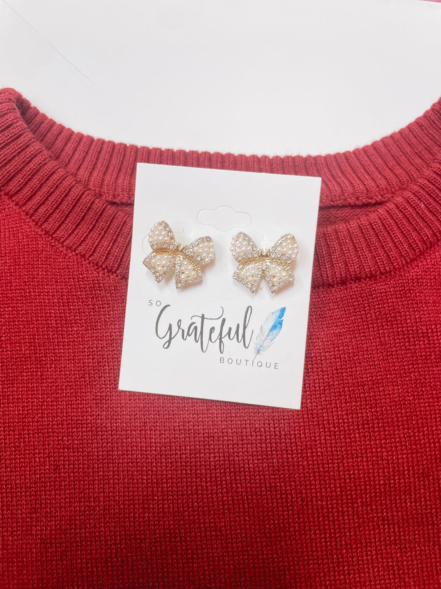 Thankful For The Holidays Glitz Blouse Burgundy