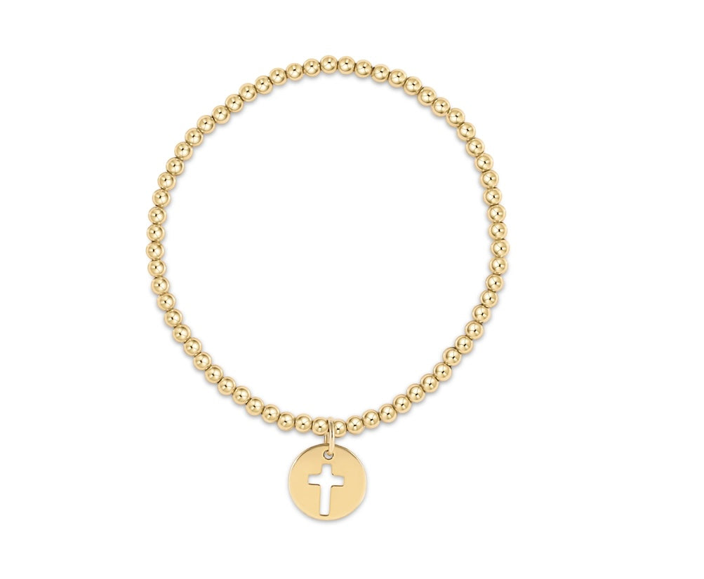 Classic Gold 3mm Bead Bracelet - Blessed Gold Disc