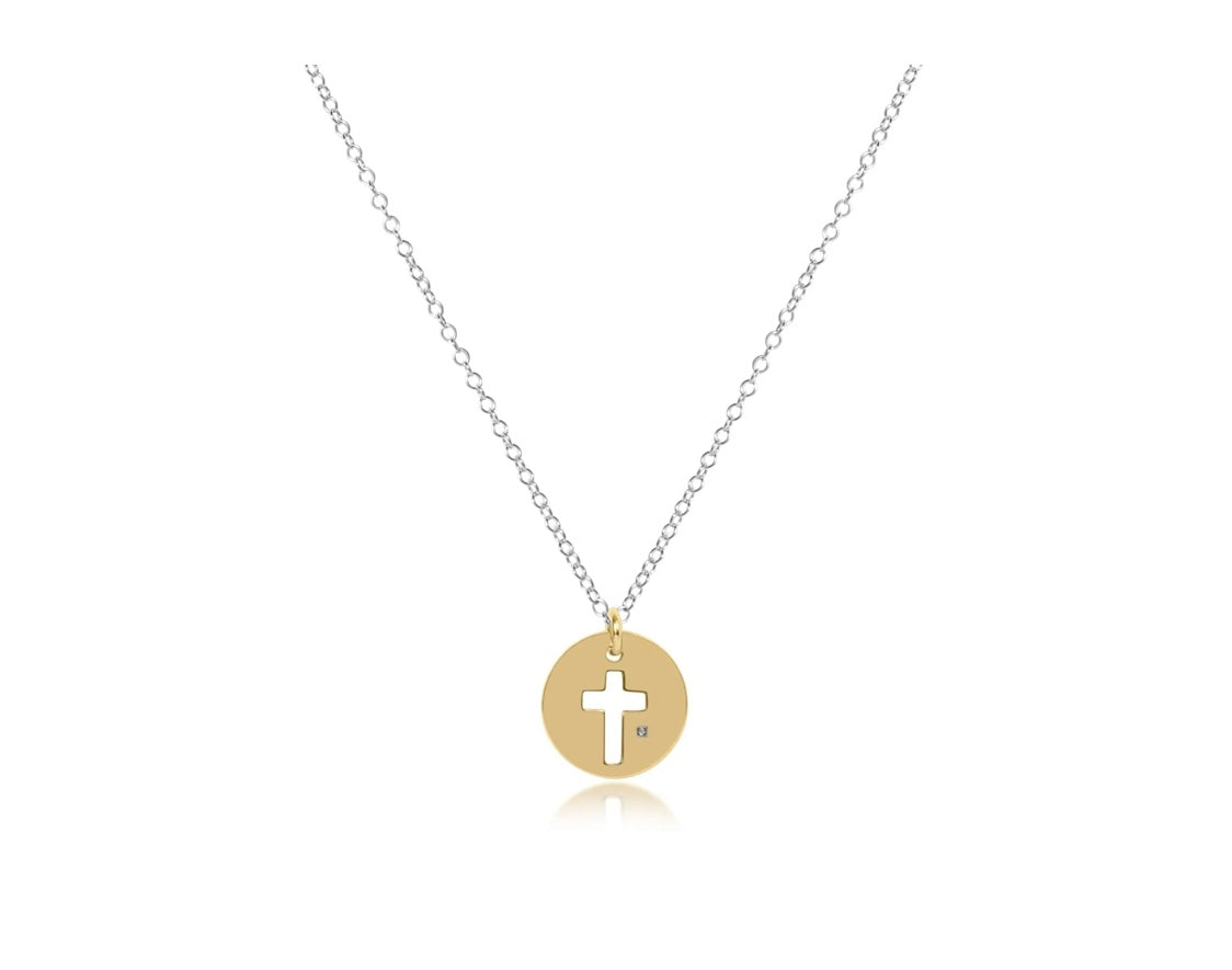 16” Necklace Sterling Silver Mixed Metal - Blessed Gold Disc