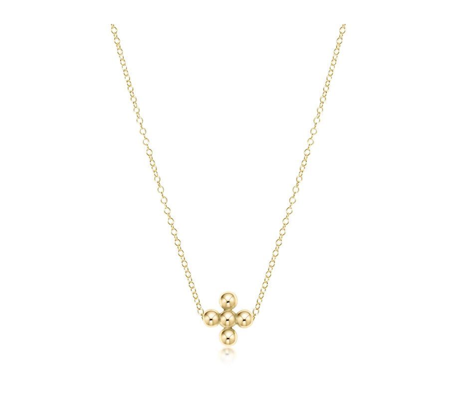 16” Necklace Gold - Signature Cross Beaded Gold 3mm