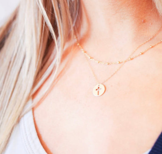 16” Necklace Gold - Blessed Gold Disc
