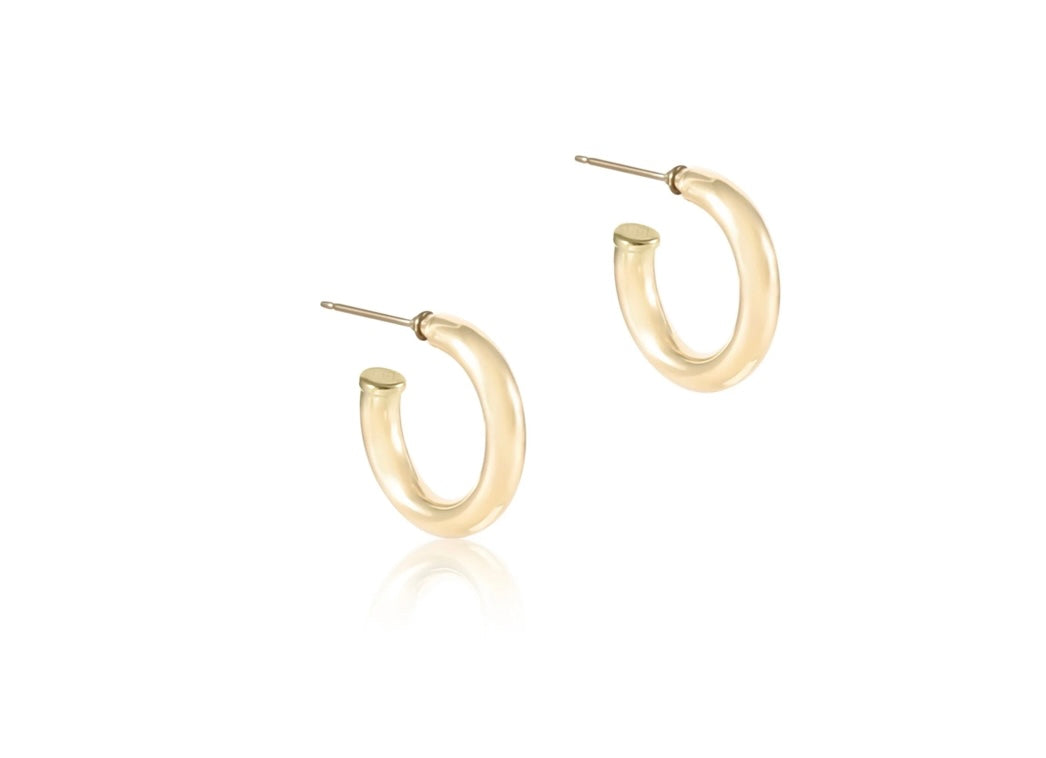 Round Gold 1” Post Hoop - 4mm - Smooth