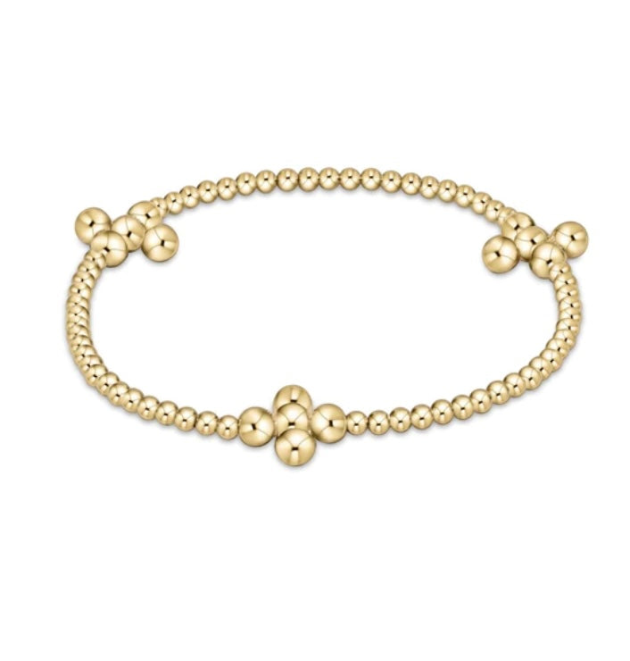 Enewton Extends Signature Cross Gold Pattern 2.5mm Beaded Bracelet 4mm Bead Gold