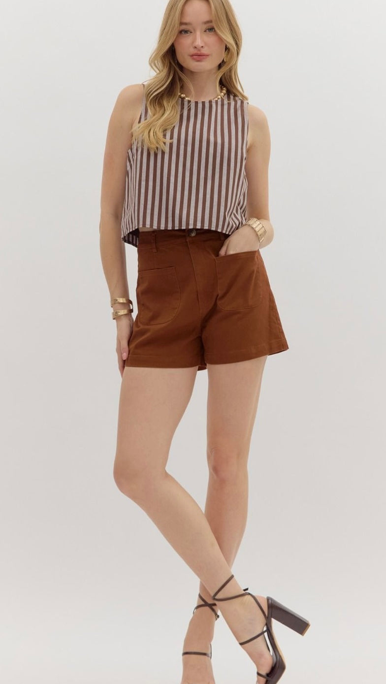 Chestnut High Waisted Shorts