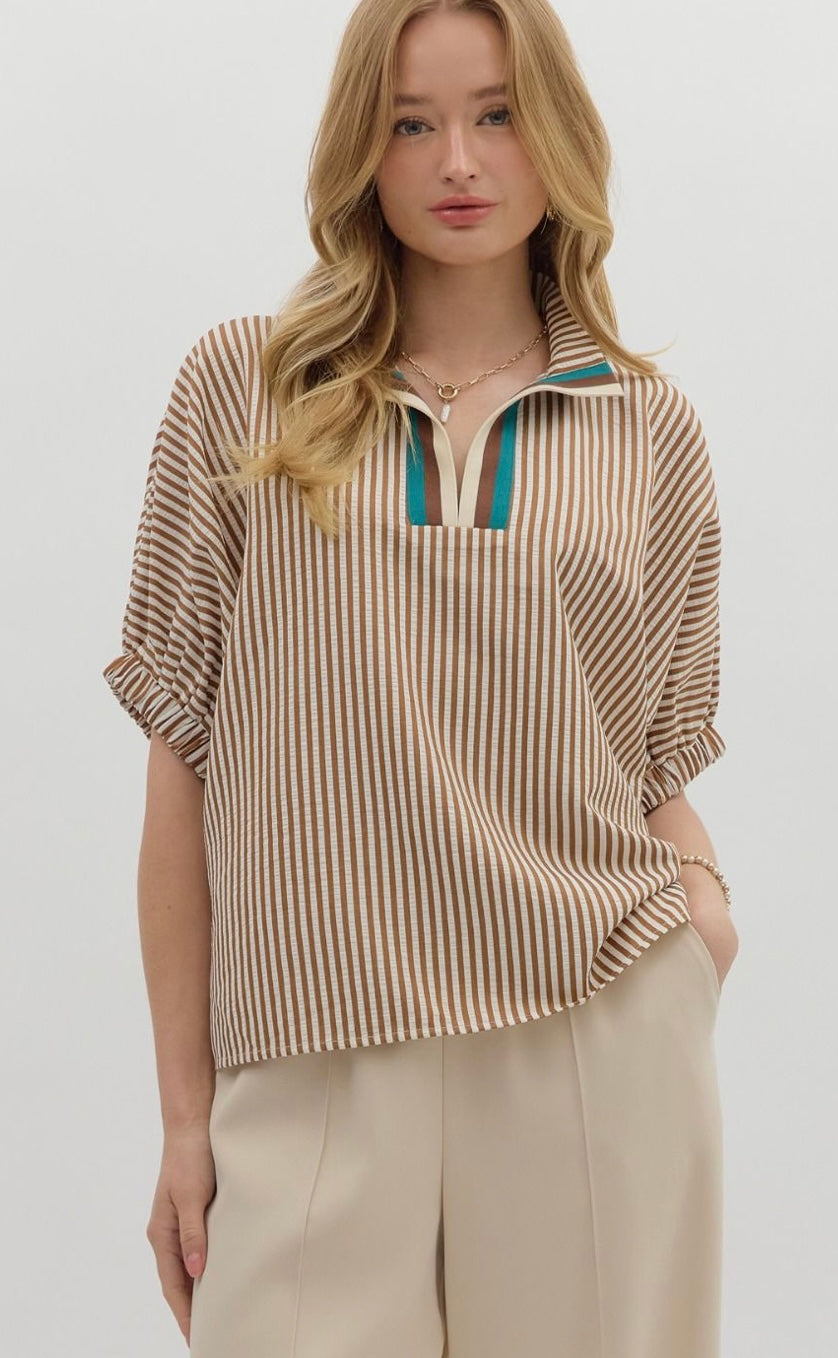 Preppy Stripped Caramel Top