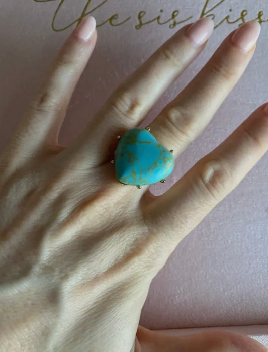 Palm Beach Stone Heart Statement Ring Turquoise