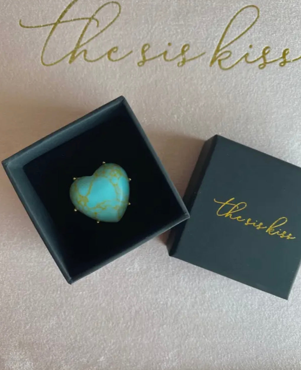 Palm Beach Stone Heart Statement Ring Azure Blue