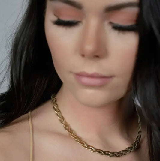 Braided Gold Herringbone Necklace