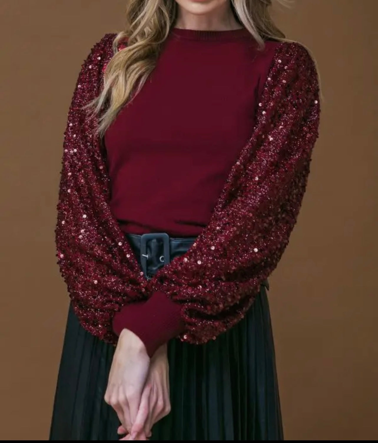 Thankful For The Holidays Glitz Blouse Burgundy