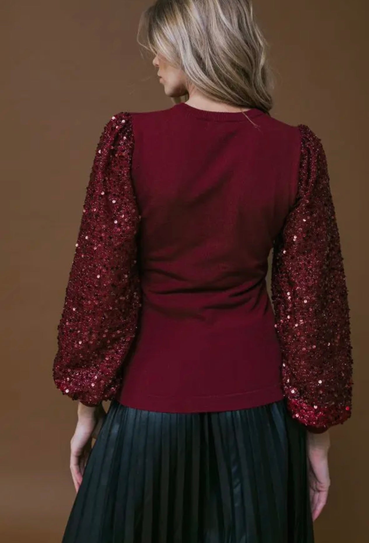 Thankful For The Holidays Glitz Blouse Burgundy