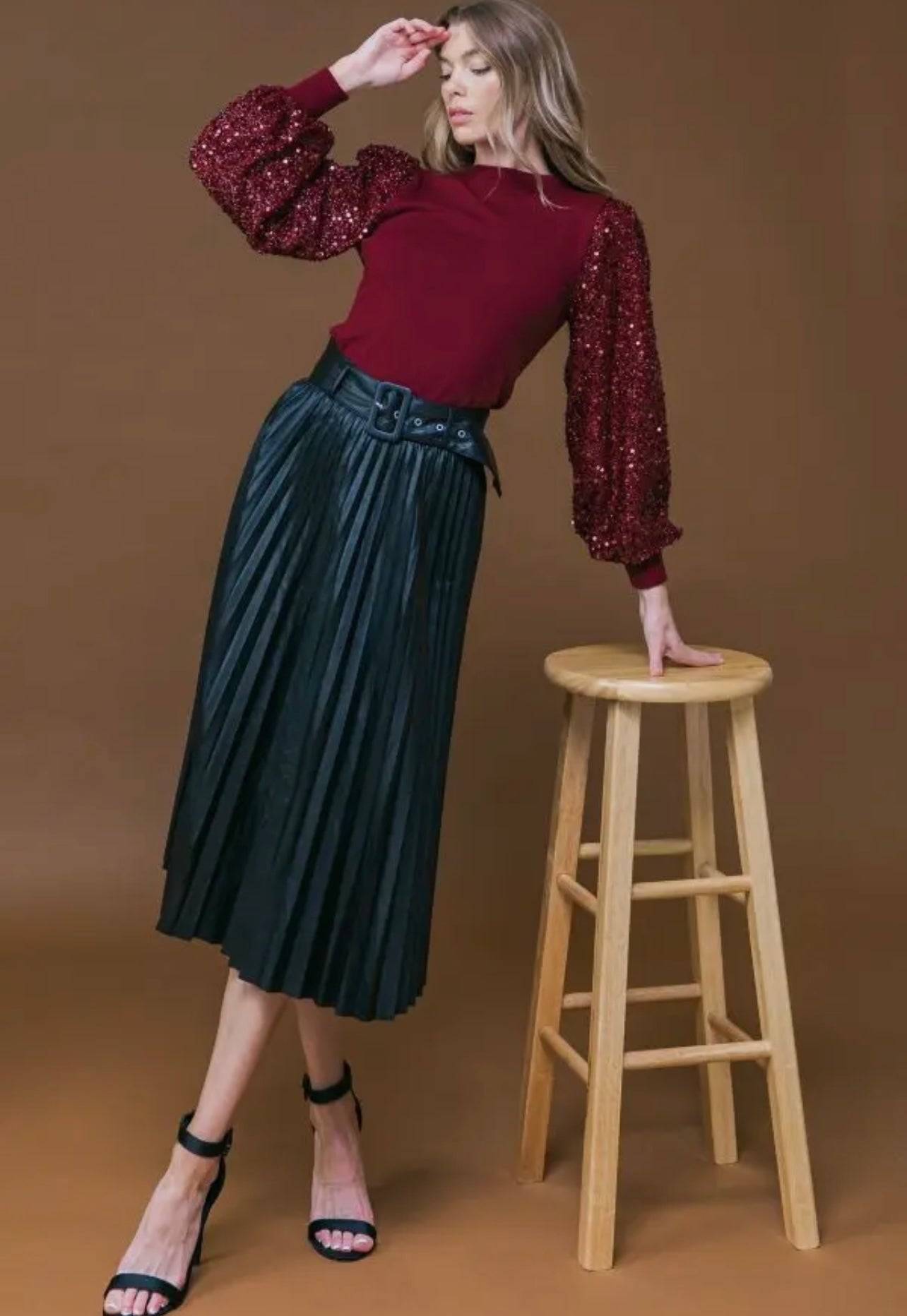 Thankful For The Holidays Glitz Blouse Burgundy