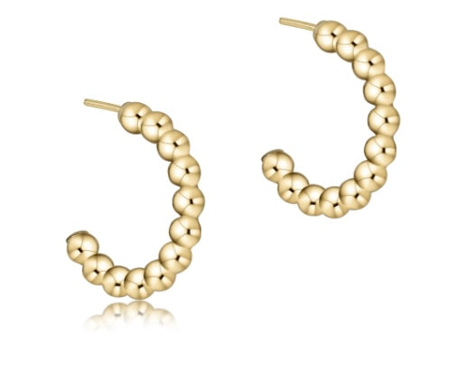 BEADED CLASSIC 1” POST HOOP 3MM GOLD