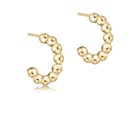 Beaded Classic 1” Post Hoop 4mm Gold
