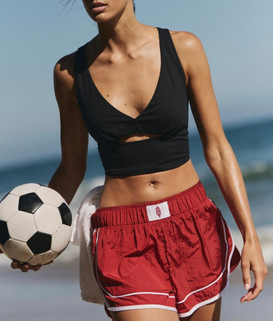 Varsity Blues Short Cranberry White