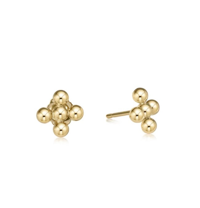 Classic Beaded Signature Cross Stud - 4mm Bead Gold