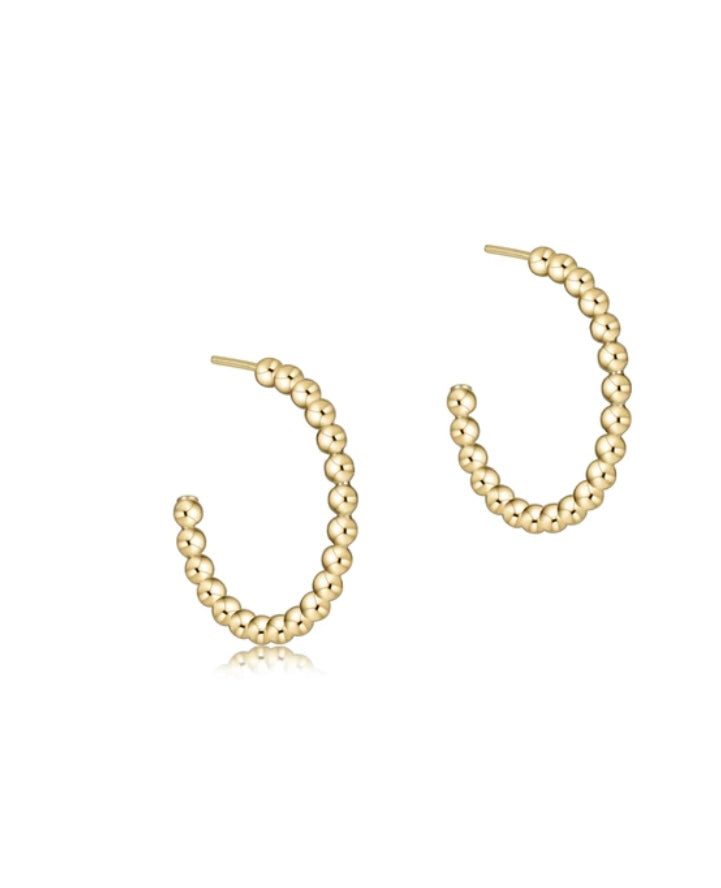 Beaded Classic 1” Post Hoop - 2mm Gold