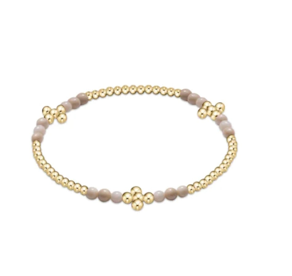 Signature Cross Gold Bliss Pattern 2.5mm Bead Bracelet Riverstone