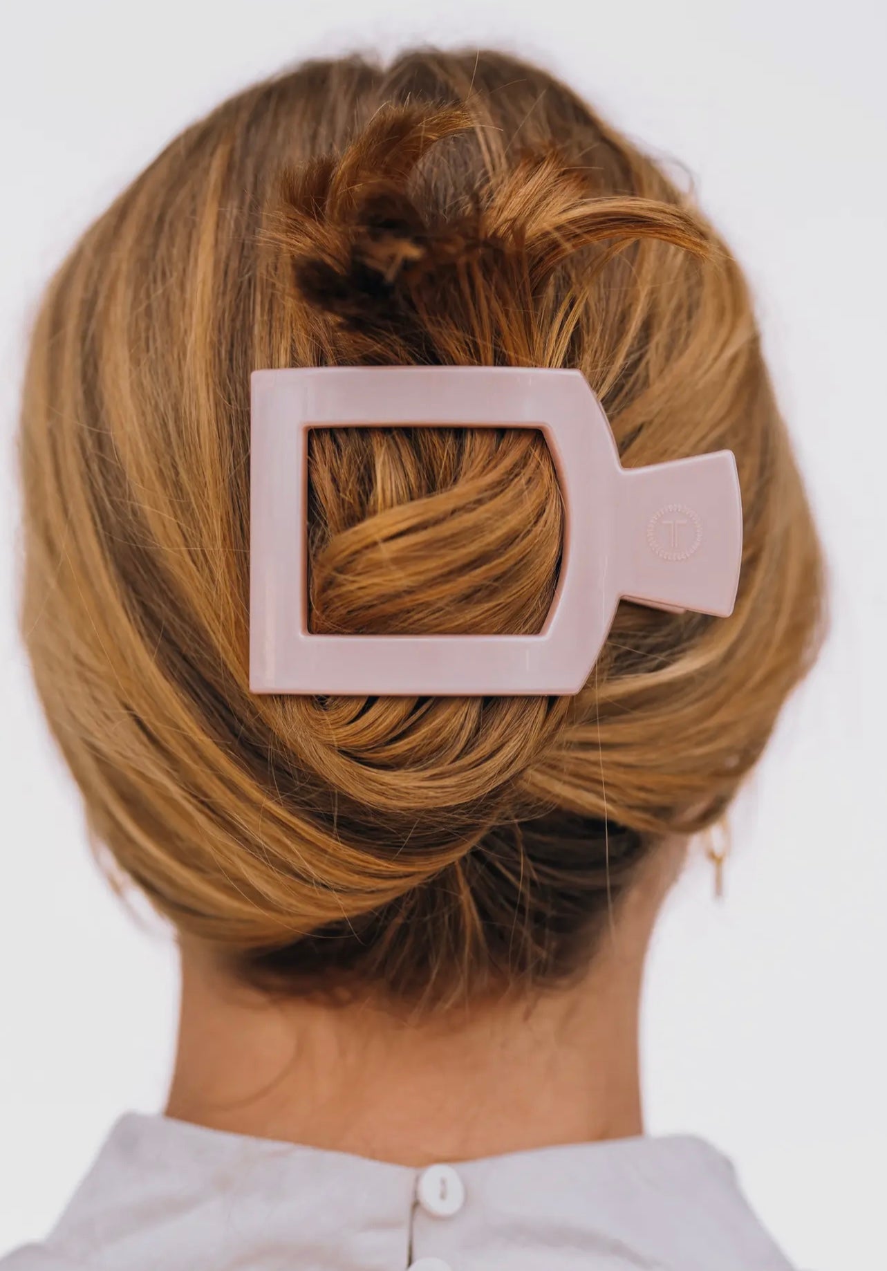 Pearly Pink Medium Flat Square Hair Clip