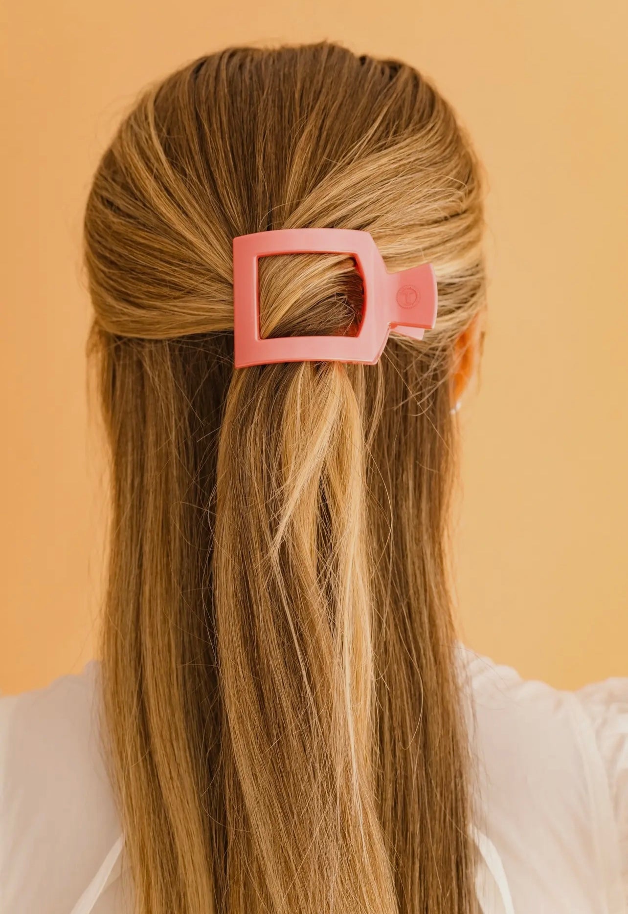 Calming Coral Small Flat Square Hair Clip