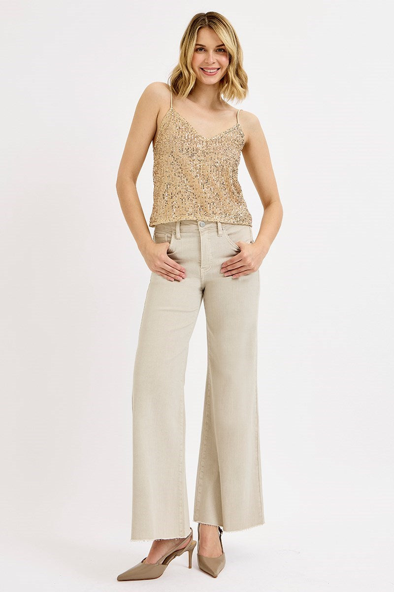 Gone Girl Almond HR Wide Leg Jeans