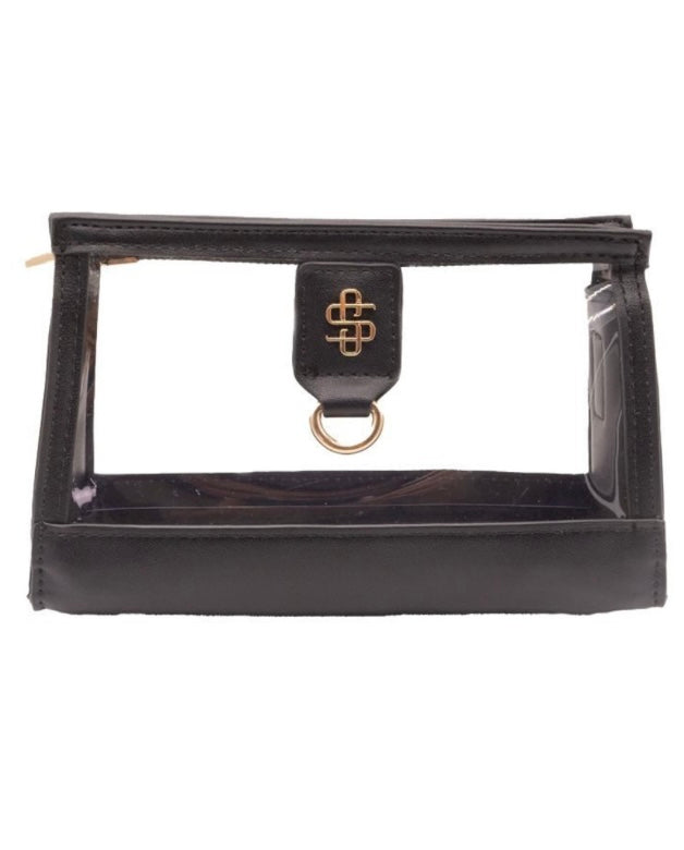 Black Leather Stadium Purse