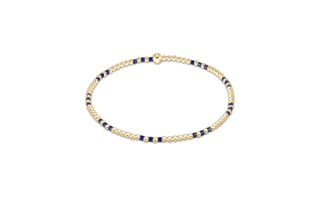 Hope Joy Pattern 2mm Bead Bracelet - Blue Metallic