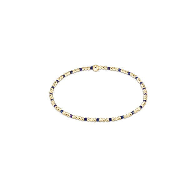 Hope Sincerity Pattern 2mm Bead Bracelet - Blue Metallic