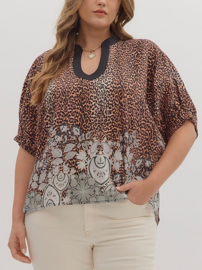 Wild Mix Black Printed Blouse