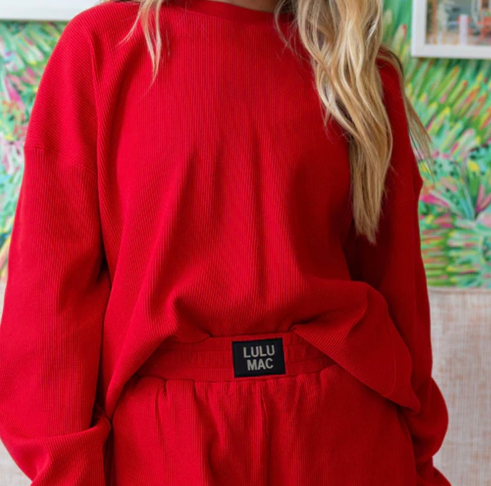 LuLu Mac Waffle Top Red