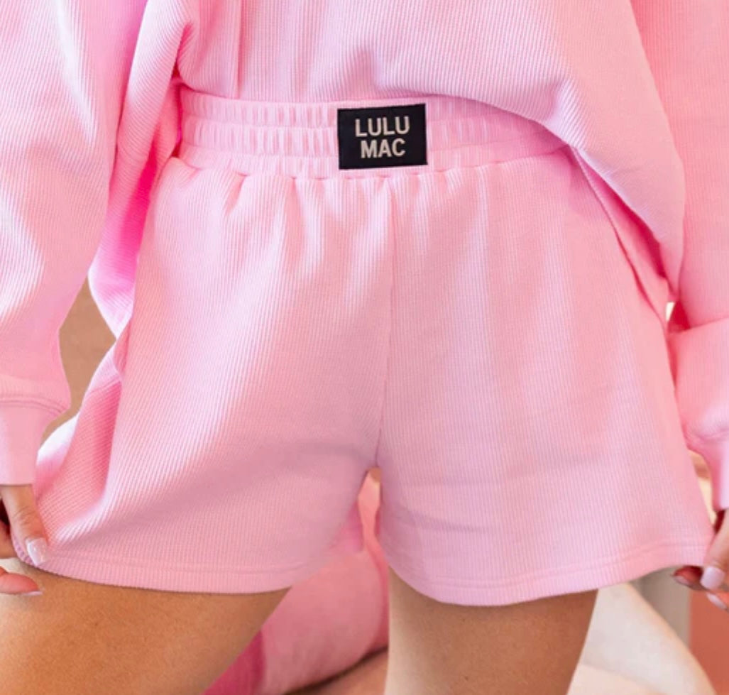 LuLu Mac Light Pink Waffle Shorts