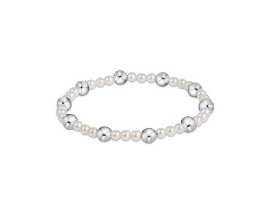 Pearl Sincerity Pattern 4mm Bead Bracelet - 6mm STERLING