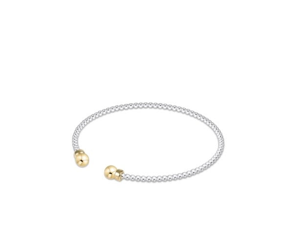 Classic Sterling Mixed Metal 2mm Bead Cuff - Gold