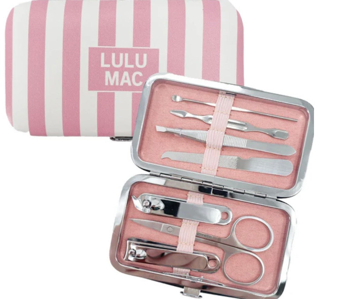 Pink Stripe Darby Manicure Set