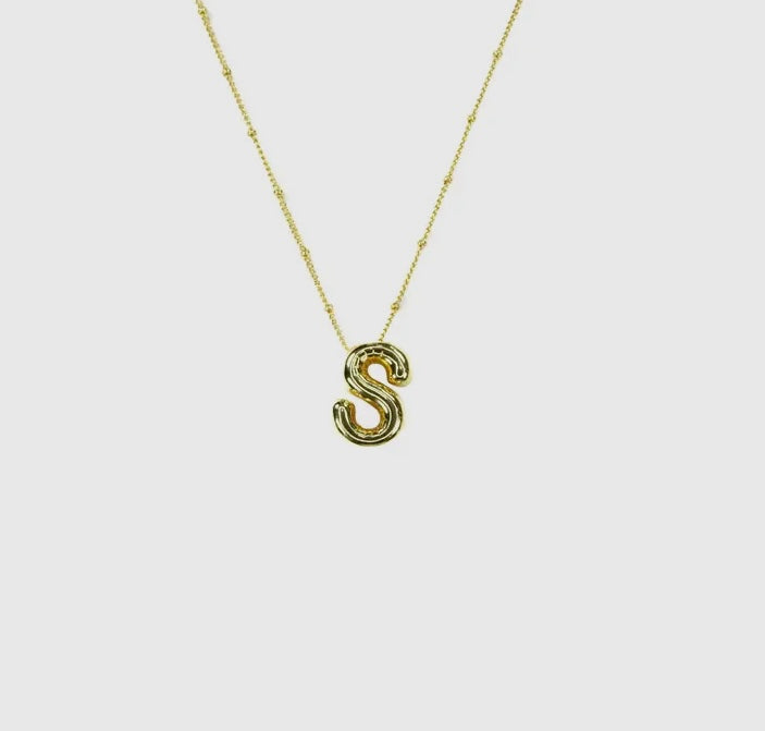 Initial Balloon Bubble 18K Gold Filled Necklace