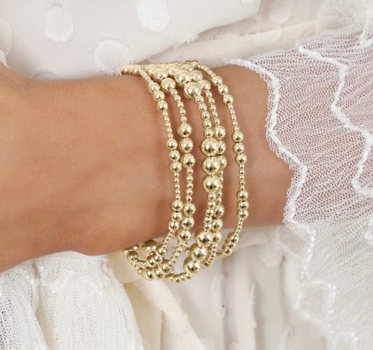 Classic Joy Pattern 4mm Bead Bracelet - Gold