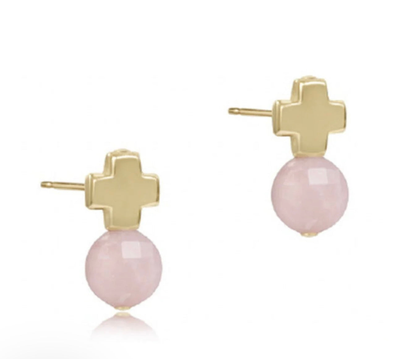 Signature Cross Gold Stud-Pink Opal