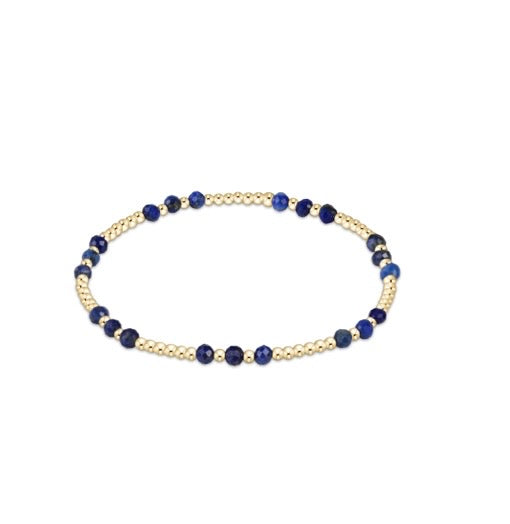 Gemstone Gold Joy Pattern 3mm Bead Bracelet - Lapis