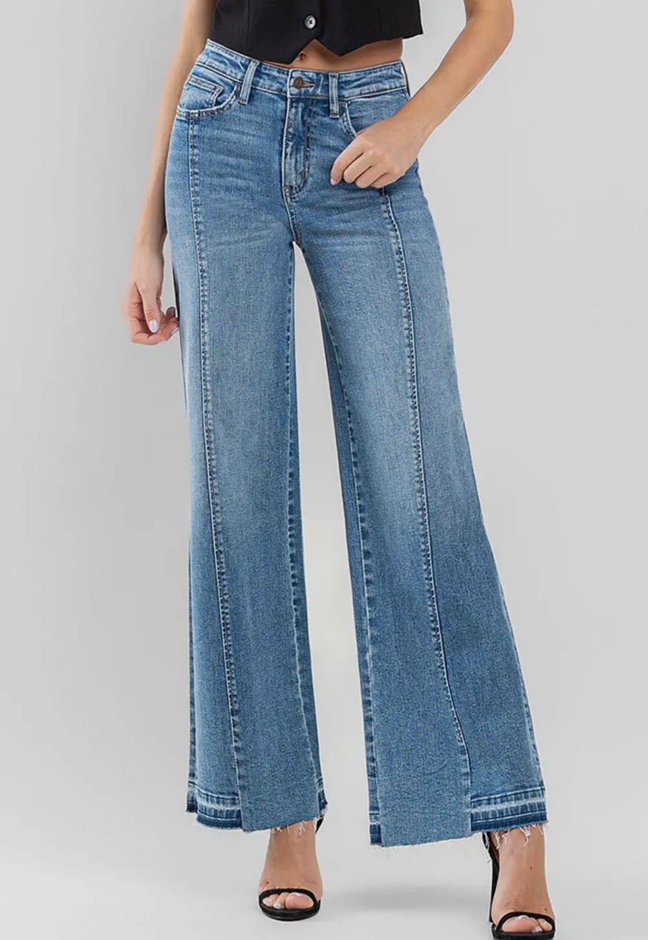 Resolute - Super High Rise Split Seam Wide Leg Jeans